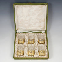 Load image into Gallery viewer, Boxed Set of 6 Art Nouveau French Sterling Silver Shot Glasses