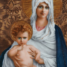 Load image into Gallery viewer, Antique French Hand Painted Porcelain Portrait Plaque Madonna & Jesus Dated 1894
