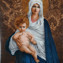 Load image into Gallery viewer, Antique French Hand Painted Porcelain Portrait Plaque Madonna & Jesus Dated 1894