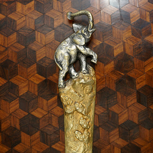 Antique French Bronze Figural Elephant Letter Opener Paper Knife Signed A. Marionnet
