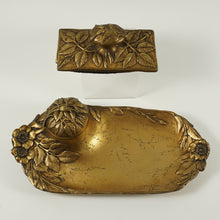 Load image into Gallery viewer, Art Nouveau French Bronze Inkstand, Inkwell & Blotter Set, Signed L.Levee
