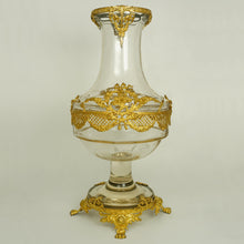 Load image into Gallery viewer, Large Antique French Gilt Bronze Ormolu Glass Empire Style Baluster Vase