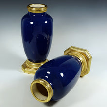 Load image into Gallery viewer, Pair Large Antique French Sevres Paul Milet Ceramic Vases Gilt Bronze Ormolu
