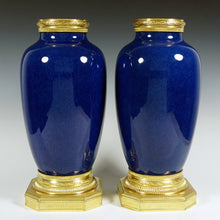 Load image into Gallery viewer, Pair Large Antique French Sevres Paul Milet Ceramic Vases Gilt Bronze Ormolu