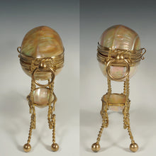 Load image into Gallery viewer, Large Antique French Palais Royal Mother of Pearl Egg Shaped Ormolu Jewelry Trinket Box