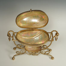 Load image into Gallery viewer, Large Antique French Palais Royal Mother of Pearl Egg Shaped Ormolu Jewelry Trinket Box