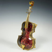 Load image into Gallery viewer, Antique French Beveled Glass Jewelry Box, Violin Form, Gilt Ormolu Display Vitrine Case