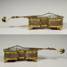 Load image into Gallery viewer, Antique French Beveled Glass Jewelry Box, Violin Form, Gilt Ormolu Display Vitrine Case