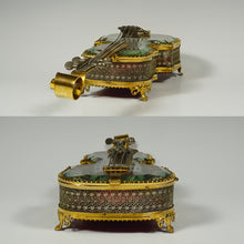Load image into Gallery viewer, Antique French Beveled Glass Jewelry Box, Violin Form, Gilt Ormolu Display Vitrine Case