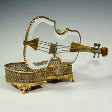 Load image into Gallery viewer, Antique French Beveled Glass Jewelry Box, Violin Form, Gilt Ormolu Display Vitrine Case