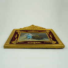 Load image into Gallery viewer, Antique French Limoges Enamel Miniature Portrait Plaque, Farm Scene, Empire Style Gilt Bronze Ormolu Frame
