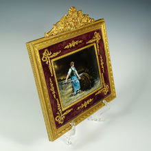 Load image into Gallery viewer, Antique French Limoges Enamel Portrait Plaque, Farm Scene, Empire Style Gilt Bronze Ormolu Frame