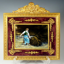 Load image into Gallery viewer, Antique French Limoges Enamel Portrait Plaque, Farm Scene, Empire Style Gilt Bronze Ormolu Frame