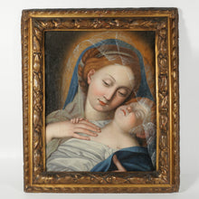 Load image into Gallery viewer, Antique Portrait Mother & Baby Oil Painting Religious Scene Madonna & Child