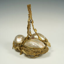 Load image into Gallery viewer, Antique French Palais Royal Mother Of Pearl Egg Sewing Etui, Embroidery Tools