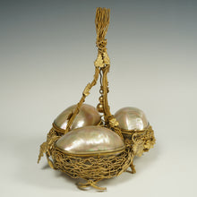 Load image into Gallery viewer, Antique French Palais Royal Mother Of Pearl Egg Sewing Etui, Embroidery Tools