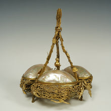 Load image into Gallery viewer, Antique French Palais Royal Mother Of Pearl Egg Sewing Etui, Embroidery Tools