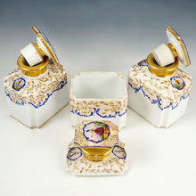 Load image into Gallery viewer, Antique French Rosewood Tea Caddy Box, Hand Painted Paris Porcelain Bottles
