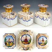Load image into Gallery viewer, Antique French Rosewood Tea Caddy Box, Hand Painted Paris Porcelain Bottles