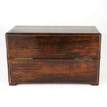 Load image into Gallery viewer, Antique French Rosewood Tea Caddy Box, Hand Painted Paris Porcelain Bottles