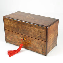 Load image into Gallery viewer, Antique French Rosewood Tea Caddy Box, Hand Painted Paris Porcelain Bottles