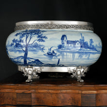 Load image into Gallery viewer, Antique French Sevres Paul Milet Sterling Silver Footed Jardiniere Centerpiece