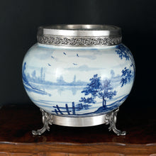 Load image into Gallery viewer, Antique French Sevres Paul Milet Sterling Silver Footed Jardiniere Centerpiece