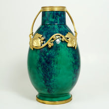 Load image into Gallery viewer, Antique French Sevres Paul Milet Ceramic Vase, Art Nouveau Gilt Bronze Ormolu, Flambe Glaze