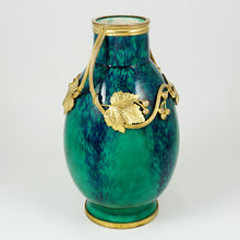 Load image into Gallery viewer, Antique French Sevres Paul Milet Ceramic Vase, Art Nouveau Gilt Bronze Ormolu, Flambe Glaze
