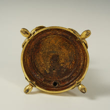 Load image into Gallery viewer, Antique French Gilt Bronze Ormolu Candle Holder Porcelain Flowers Dog Figurine Ox Blood Red Sang de Boeuf Boudoir Vanity Table