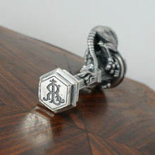 Load image into Gallery viewer, Rare Antique French Silvered Bronze Wax Seal, Dragon Figure, Desk Stamp