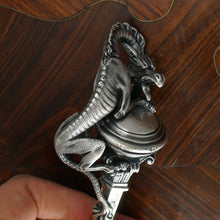 Load image into Gallery viewer, Rare Antique French Silvered Bronze Wax Seal, Dragon Figure, Desk Stamp