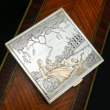 Load image into Gallery viewer, French 18K Gold & Silver Compact Mirror Case, Jeweled Sapphires & Rubies