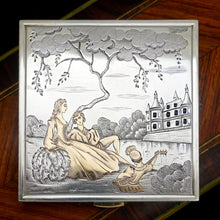 Load image into Gallery viewer, French 18K Gold & Silver Compact Mirror Case, Jeweled Sapphires & Rubies