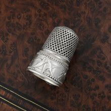 Load image into Gallery viewer, Vintage French .800 Silver Sewing Thimble, Love Birds & Roses