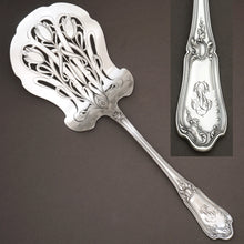 Load image into Gallery viewer, Antique French Sterling Silver Asparagus Server, Art Nouveau Tulip Flowers, Engraved & Pierced