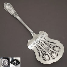 Load image into Gallery viewer, Antique French Sterling Silver Asparagus Server, Art Nouveau Tulip Flowers, Engraved & Pierced