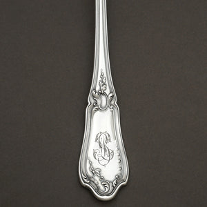 Antique French Sterling Silver Asparagus Server, Art Nouveau Tulip Flowers, Engraved & Pierced