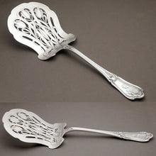 Load image into Gallery viewer, Antique French Sterling Silver Asparagus Server, Art Nouveau Tulip Flowers, Engraved & Pierced