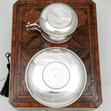 Load image into Gallery viewer, Antique French Sterling Silver Tea Cup & Saucer, Engraved Bird