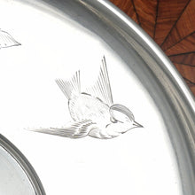 Load image into Gallery viewer, Antique French Sterling Silver Tea Cup & Saucer, Engraved Bird