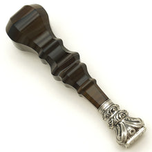 Load image into Gallery viewer, Antique French Napoleon III era .800 Silver & Carved Banded Agate Handle Wax Seal Desk Stamp