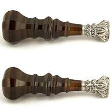Load image into Gallery viewer, Antique French Napoleon III era .800 Silver & Carved Banded Agate Handle Wax Seal Desk Stamp