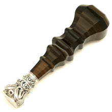 Load image into Gallery viewer, Antique French Napoleon III era .800 Silver & Carved Banded Agate Handle Wax Seal Desk Stamp