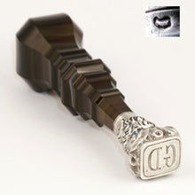 Load image into Gallery viewer, Antique French Napoleon III era .800 Silver & Carved Banded Agate Handle Wax Seal Desk Stamp