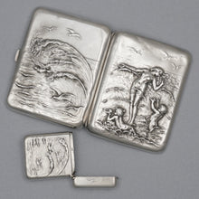 Load image into Gallery viewer, Art Nouveau French 800 Silver Cigarette Case Match Safe Vesta Box Set Nude Venus
