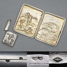 Load image into Gallery viewer, Art Nouveau French 800 Silver Cigarette Case Match Safe Vesta Box Set Nude Venus