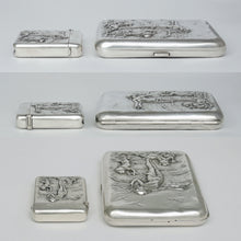 Load image into Gallery viewer, Art Nouveau French 800 Silver Cigarette Case Match Safe Vesta Box Set Nude Venus