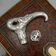 Load image into Gallery viewer, Antique French .800 Silver Parasol Umbrella Handle Set, Cane Handle, Art Nouveau Flowers Morning Glories