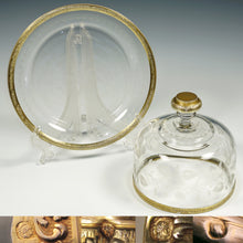 Load image into Gallery viewer, Antique French Sterling Silver Glass Cheese Pastry Bell Dome with Platter Gilt Vermeil